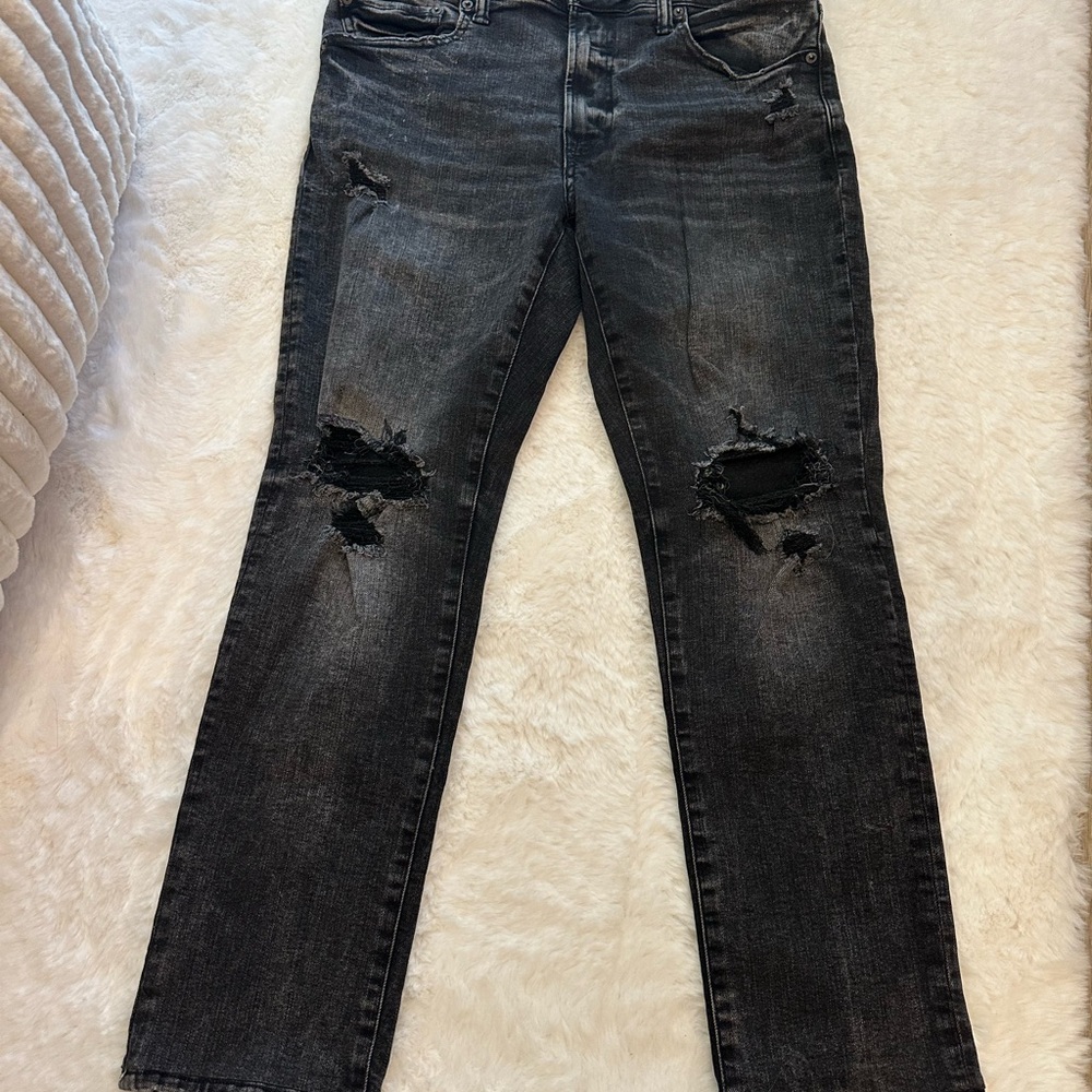 American Eagle Outfitters Men's Black Distressed Jeans